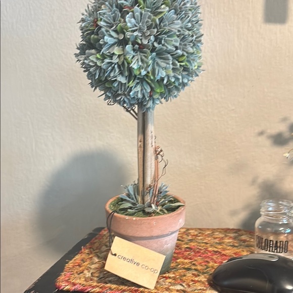 Green and Tan Faux Floral Accent Sphere topiary - Picture 5 of 11